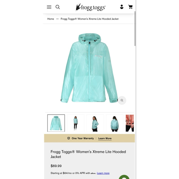 Frogg Toggs Brand New Size Medium Xtreme Lite Hooded Jacket in color Seafoam - Picture 10 of 10